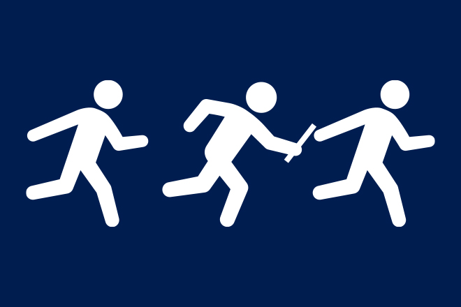 Baton relay to signify passing off responsibilities