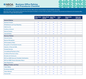 Business Office Policies Checklist