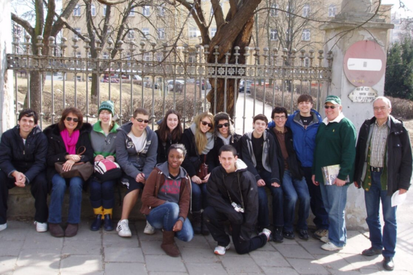 Sam Goldfischer with Students in Poland